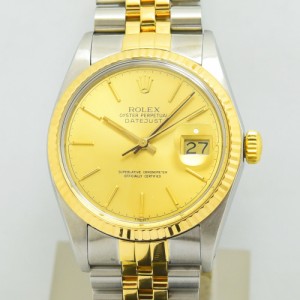 ロレックス 中古 メンズ ROLEX デイトジャスト 16013 87番 自動巻 オートマ SS ステンレス YG イエローゴールド シャンパンゴールド 軽仕