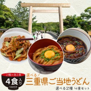 三重県 ご当地うどん ４食 （２種×２ セット ） メール便 送料無料 伊勢うどん 亀山 みそ焼きうどん 黒カレー 伊勢うどん からお選びく