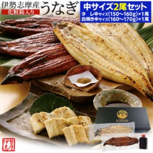 うなぎ セット 伊勢志摩産 中サイズ２尾（たれ１尾 白焼き１尾） たれ付 送料無料 国産 ウナギ 鰻 蒲焼き 丑の日 個包装 冷凍 化粧箱入 