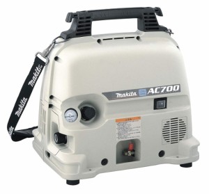 (マキタ) エアコンプレッサ AC700 一般圧専用 50/60Hz共用 ハンドル?・ショルダベルト?付 タンク容量5L 質量12kg 騒音値69dB(A) 圧力スイ