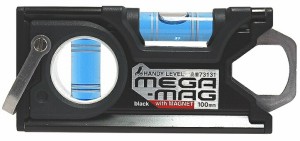 小型便 シンワ ハンディレベル MEGA-MAG 100mm 黒 マグネット付 品番73131 水平器 。