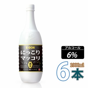 送料無料 E-DON  二東にっこり 黒豆マッコリ1000ml x 6本 (黒ペット) (02545x6)「10」 