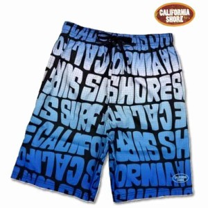 水着 メンズ 送料無料 L サーフパンツ ブランド CALIFORNIA SHORE 男性 スイムパンツ ロゴ 青 ブルー (s12986-1)