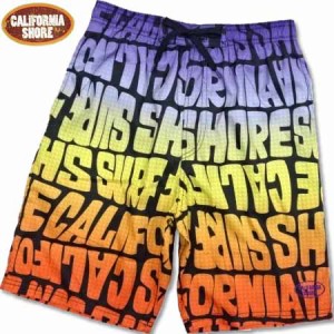 水着 メンズ 送料無料 M サーフパンツ ブランド CALIFORNIA SHORE 男性 スイムパンツ カラフル ロゴ (s12983-1)