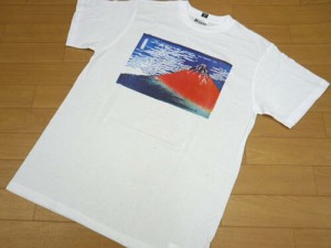 Tシャツ 葛飾北斎 富士 浮世絵 白 半袖ティーシャツ 漢字 和風 和柄 お土産 L (m07391)