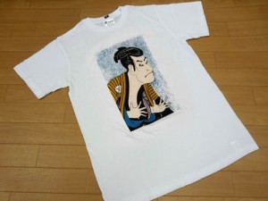 Tシャツ 写楽 浮世絵 白 半袖ティーシャツ 漢字 和風 和柄 お土産 L LL (m07403)