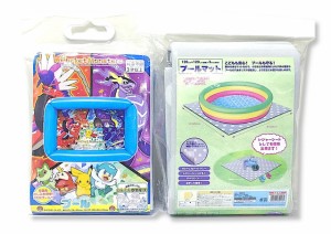 【2点セット：送料無料】ポケモン プール (100×65×32cm) ＋ プールマット (120×120cm) 水遊び 角プール 小型