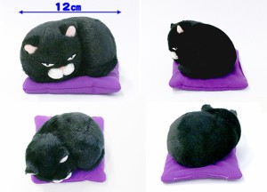 【送料無料】　ひげまんじゅう座布寝ST黒豆　ぬいぐるみ 全長約12cm703661