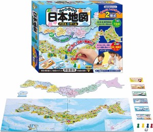 【送料無料】　パズル＆ゲーム日本地図 2層式　すごろく　ボードゲーム