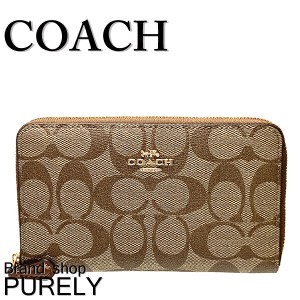 コーチ F88913 COACH 財布 折りたたみ財布 レディース アウトレット PVCコーティングキャンバス×レザー ミディアム ジップ アラウンド F