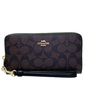 コーチ COACH 財布 長財布 レディース アウトレット PVCコーティングキャンバス レザー シグネチャー  C4452 IMAA8 ﾌﾞﾗｳﾝ×ﾌﾞﾗｯ