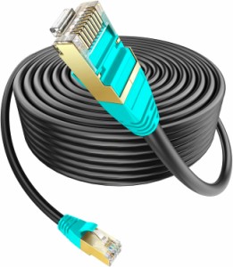 LANケーブル 45m 屋外用 ランケーブル PoE対応 CAT6準拠 コネクタ付き カテゴリ6 業務用(グリーン)