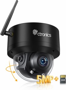 「 5MP・自動追跡・SDカード内蔵 」Ctronics 防犯カメラ 屋外 500万画素 屋外 監視カメラ WiFi ヒューマン検知 パンチルト 常時録画 音声