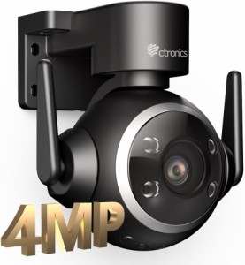 Ctronics 防犯カメラ 屋外 2.5K 4MP 5G Wi-Fi 対応 自動追跡 スマート暗視 ヒューマン検知 声光威嚇 プリセット機能 ONVIF/FTP/NAS対応 