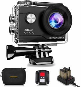 アクションカメラ Apexcam アクションカメラ 4K 2000万画素 SONYセンサー WiFi搭載 40M防水 [メーカー 1050mAhバッテリー リモコン付き 