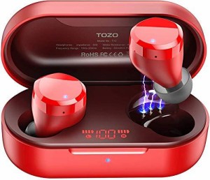  イヤホン TOZO T12ワイヤレスイヤホンBluetooth イヤホン Bluetooth 5.0 タッチコントロール イヤホン ワイヤレス充電ケース付き デジタ
