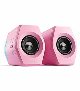 スピーカー Edifier G2000 ゲーミング スピーカー Hi-Fi 有線 PC対応 Bluetooth/USB/AUX接続 LEDライド(2台一組 (pink)