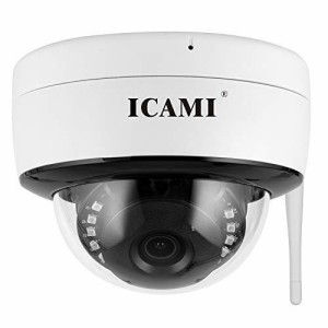 防犯カメラ ICAMI 防犯カメラ 屋外 ワイヤレス 監視カメラ SDカード録画 留守 ネットワークカメラ 家庭用 スマホ マイク内蔵 500万画素 