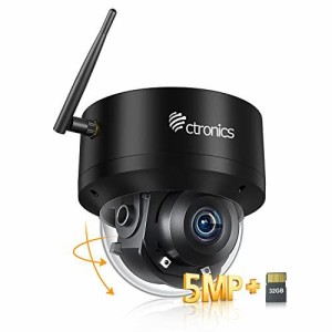 「 5MP・自動追跡・SDカード内蔵 」Ctronics 防犯カメラ 屋外 500万画素 屋外 監視カメラ WiFi ヒューマン検知 パンチルト 常時録画 音声