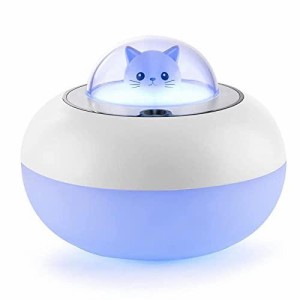 加湿器 猫,加湿器付きナイトライト、ライト付きUSB小型加湿器、かわいい猫とペットの寝室用加湿器、7色のナイトライト ミニコールドフォ