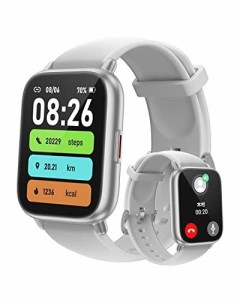 スマートウォッチ 通話機能付き レディース RUIMEN 新登場 1.69インチ大画面 Smart Watch iPhone&アンドロイド対応 女性生理周期管理 歩