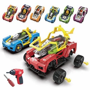 INVINZER 車 おもちゃ 組み立ておもちゃ DIY車セット レースカー組立セット フリクションカー 大工さんごっこおもちゃ 電動ドリル 自由に