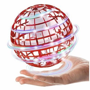 AOMEVOLEOフライングライトボール 正規品 飛行ボール ジャイロ UFO ドローンおもちゃ 360°回転 LED付き 子供のプレゼント (赤)