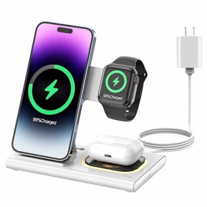 【最新型】HATALKIN 3in1ワイヤレス充電器 アップルウォッチ 充電 Compatible with iPhone15/14/13/AirPods Pro2/Apple watch ultra 2/9/