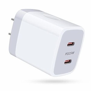 Viviber 急速充電器 iPhone ACアダプター Type-C 充電器 純正 USB PD2ポート 25W タイプc コンセント PSE認証 ac式充電器 PPS急速協議対