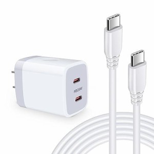 Viviber 急速充電器 Type-C ACアダプター タイプc (USB-C 2ポート/PD&PPS/PSE認証) USB C-USB Cケーブル1本付き コンセント アンドロイド