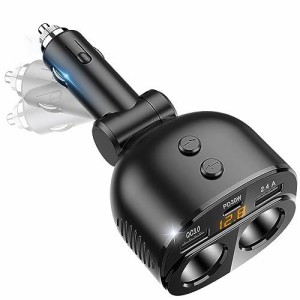 【PD30W+QC3.0】Uandear シガーソケット 2連 コンセント 車載充電器 シガーソケット 増設 2usb+1Type-c3ポート 急速充電 カーチャージャ