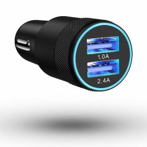 シガーソケット USB カーチャージャー 3.4A/17W(1A+2.4A) 車載充電器 USB-A ×2 車 充電器 シュガーソケット [全金属/軽量] iPhone 14/13