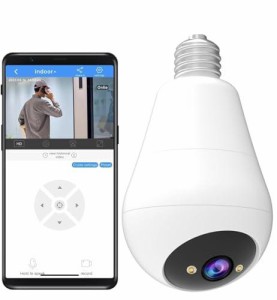 【360°全方位監視・IP66防水】JOOAN 防犯カメラ 屋外 ワイヤレス電球型防犯カメラ 2.4G WiFi対応 自動追尾・24時間録画監視カメラ 室内