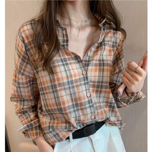 ブラウス レディース 春秋 長袖ブラウス チェック柄ブラウス Uvカット