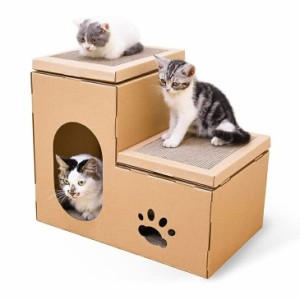 爪とぎボード付き「猫ステップ」 二段 キャットハウス 猫 爪とぎ ダンボール ハウス 猫ハウス ねこハウス ネコハウス