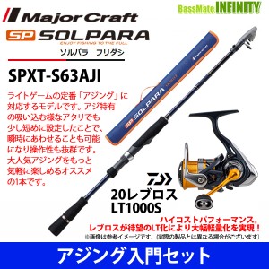 【送料無料】【アジング入門セット】●メジャークラフト　ソルパラ SPXT-S63AJI＋ダイワ　20 レブロス LT1000S