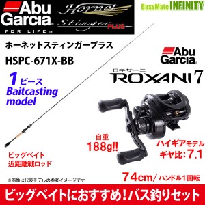 【ビッグベイトバス釣りセット】アブガルシア　ホーネットスティンガープラス HSPC-671X-BB＋ロキサーニ 7