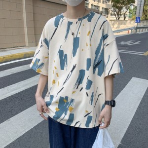 Tシャツ メンズ 半袖 タイダイ 個性的 ストリートファッション ストレッチ トップス 黒 春夏 30代 20代 10代