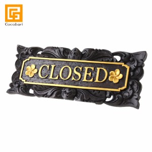 サインプレート(CLOSED) 閉店 営業終了 クローズ ドアプレート ドアサイン ルームプレート 木製 バリ風 バリ島 エスニック雑貨 アジア雑