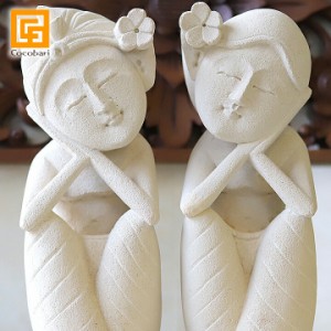 バリ LOVERS（セット)M(高さ30cm)   バリ雑貨 石像 バリニーズ ペア カップル 人形 結婚式 ウエディング バリ 石彫り インテリア ココバ