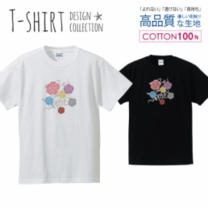 バラ Tシャツ メンズ サイズ S M L LL XL 半袖 綿 100% よれない 透けない 長持ち プリントtシャツ コットン