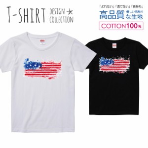 星条旗 アメリカ Tシャツ レディース ガールズ かわいい サイズ S M L 半袖 綿 プリントtシャツ コットン ギフト 人気 流行 ハイクオリテ