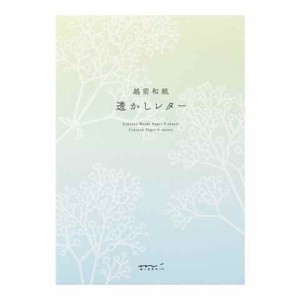 ミドリ 便箋 透かしレター 和紙9枚 色紙9枚 かすみ草柄 A5 手紙 無罫 かすみ草 お洒落 越前和紙 送料無料