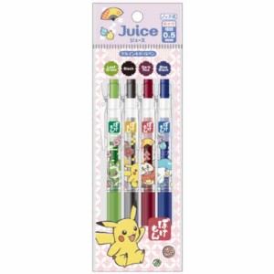 ポケモン ゲルインキボールペン Juice ジュース 4色セット B柄 0.5mm リーフグリーン/ブラック/ダークレッド/ブルーブラック 送料無料