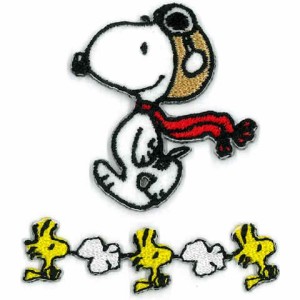 PEANUTS スヌーピー&ウッドストック アレンジワッペン パイロット 2枚入 アイロン接着 入園 入学 目印 デコ かわいい 清原 送料無料