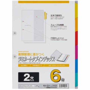 マルマン ラミネートタブインデックス 2穴 6山 A4 書類 ルーズリーフ 整理 見出し 管理 分類 科目 仕事 タスク 色 カラー 送料無料