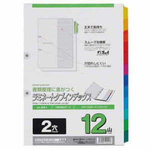 マルマン A4 ラミネート タブインデックス 見出し 2穴 12山 書類 ルーズリーフ 整理 管理 仕分け 科目 仕事 タスク 色 カラー 送料無料