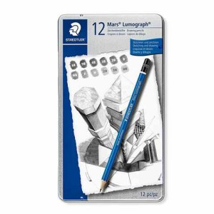 ステッドラー 鉛筆 マルス ルモグラフ 筆記 デッサン 12硬度セット 缶ペンケース入 製図 美大 絵画教室 プロ 学生 送料無料