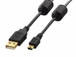 ELECOM エレコム U2C-MF30BK USB2.0ケーブル/フェライトコア付 A-miniBタイプ/3.0m(ブラック)