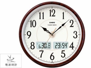 CASIO カシオ ITM-200J-5BJF  電波掛時計 温湿度・日付表示 茶木目 シンプル